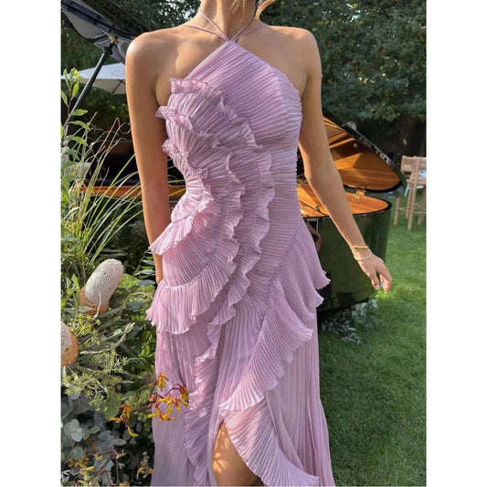 Renata™ | Vestido Largo para bodas y fiestas con Detalles de Volantes