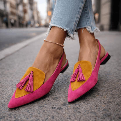 Lorena - Sandalias con Tiras y Borlas para Mujer