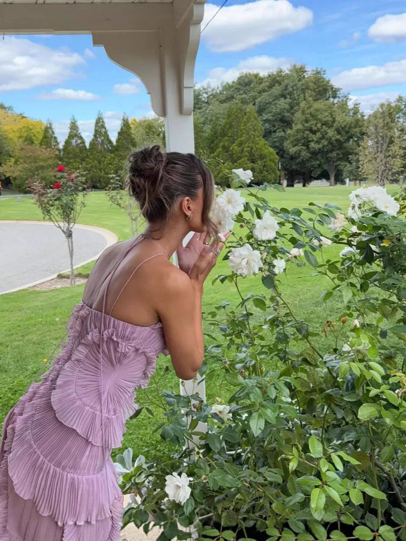 Renata™ | Vestido Largo para bodas y fiestas con Detalles de Volantes