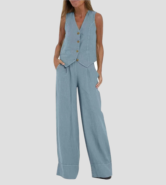 Ella | Conjunto de chaleco y pantalón ancho (Casi agotado)