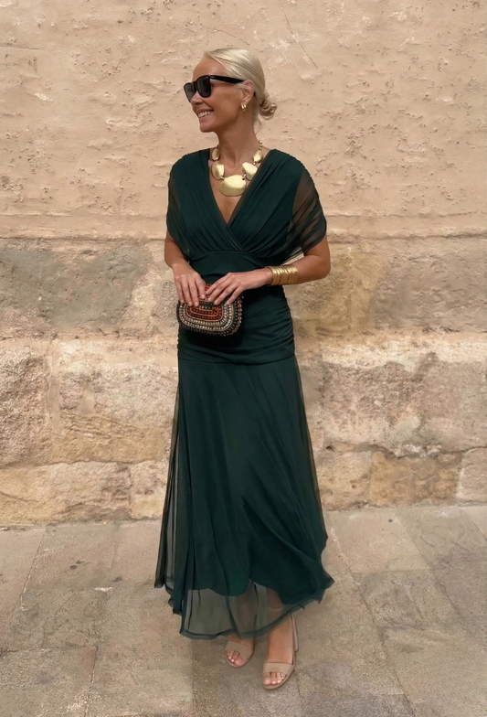 Alondra - Vestido Largo con Estampado Floral Fantasía y Escote en V para Mujer
