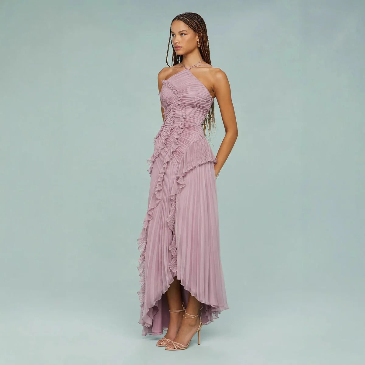 Renata™ | Vestido Largo para bodas y fiestas con Detalles de Volantes
