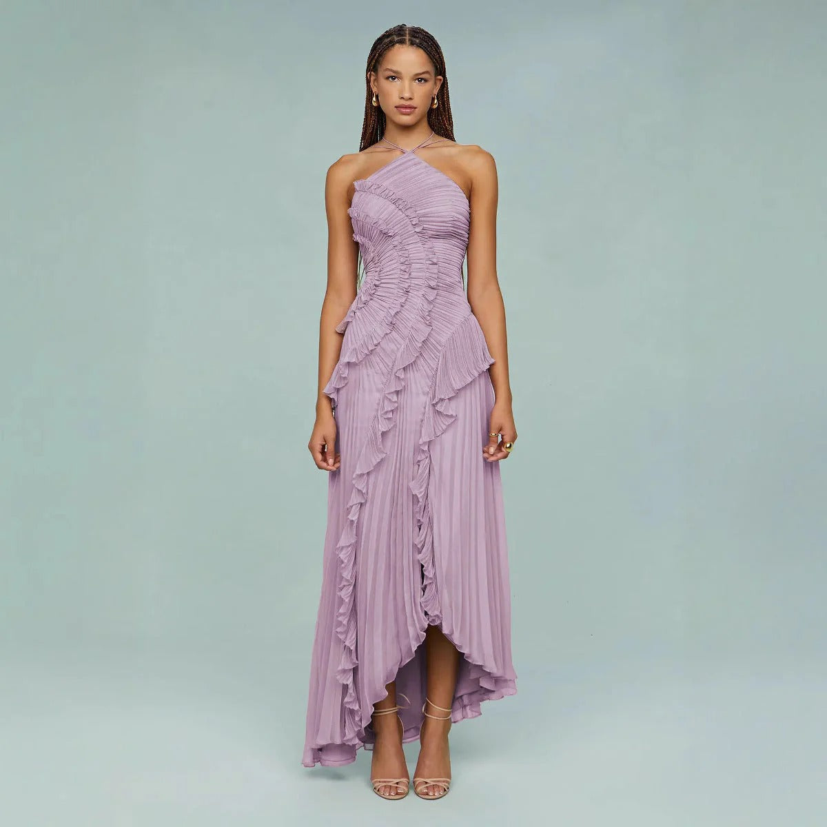 Renata™ | Vestido Largo para bodas y fiestas con Detalles de Volantes