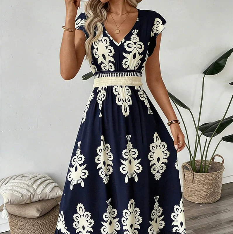 Candela - Vestido maxi barroco con escote en V para Mujer